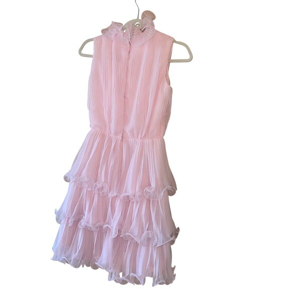 Miss Elliette California Vintage Womens Dress Size Small Pink Chiffon Tiered - Picture 11 of 16